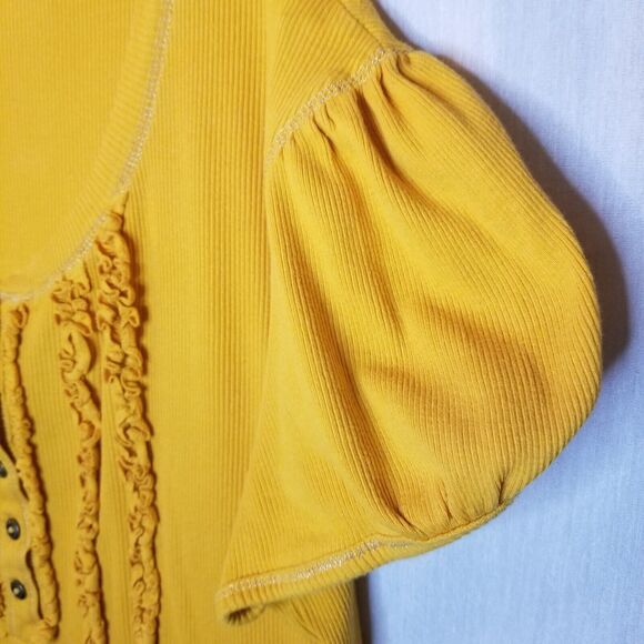 Vintage Top Women’s Plus Size 3X Orange Short Sleeve Ruffled 90s Y2K Ribbed - Picture 6 of 10